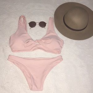 Dusty Rose Tie-Front Swimsuit